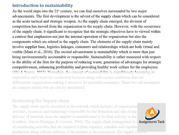 Introduction of Global Strategy Sustainability Assignment Sample